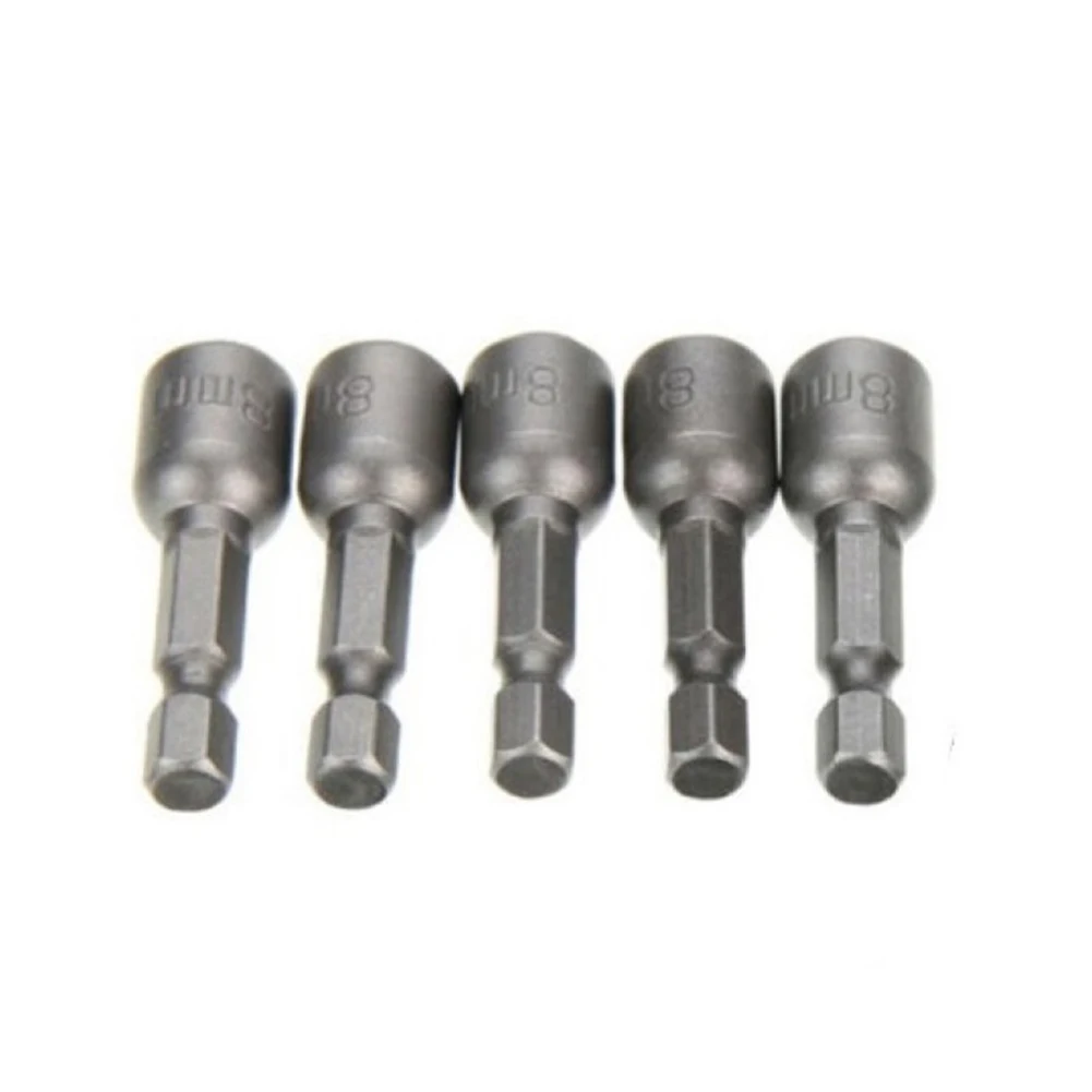 

5pcs Socket Adapter Hex Drill Bit Magnetic Nut Driver Set 8mm 5/16" for Electric Drills Screw Driver Power Tool Accessories