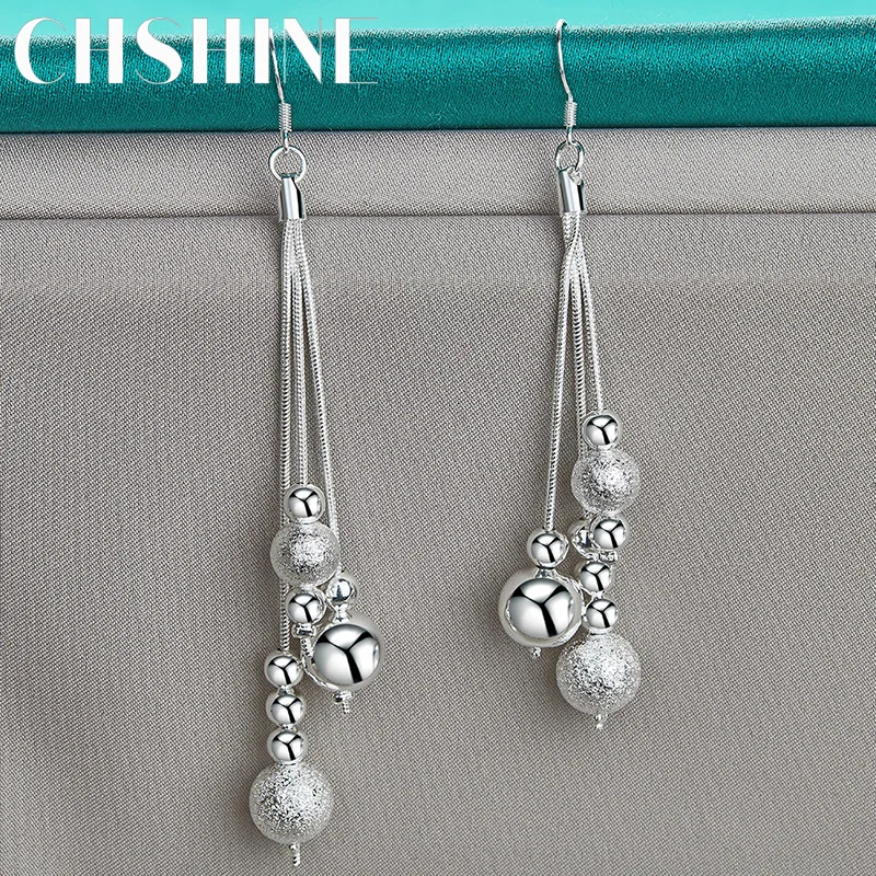 

CHSHINE 925 Sterling Silver Tassels Ball Beads A Pair of Earrings Eardrop for Women's Charm Banquet Party Fashion Jewelry