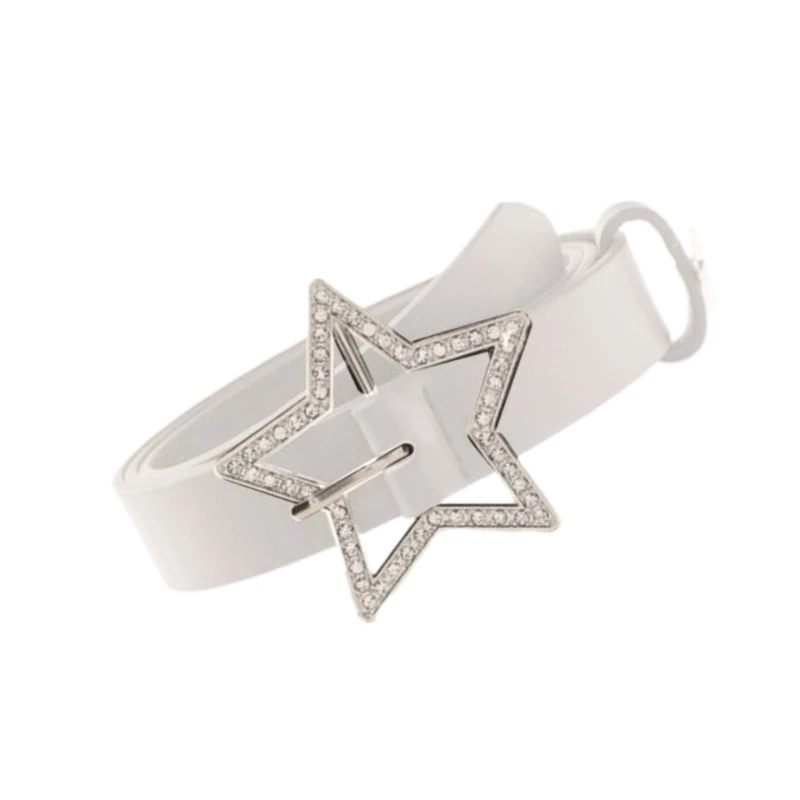 F42F Поясной ремень Джинсовая блестящая пряжка с инкрустацией стразами Ремень