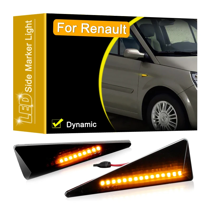

Smoked Lens Dynamic LED Side Fender Marker Lamp Flowing Turn Signal Light For Renault Thalia Grand Scenic Vel Satis Wind