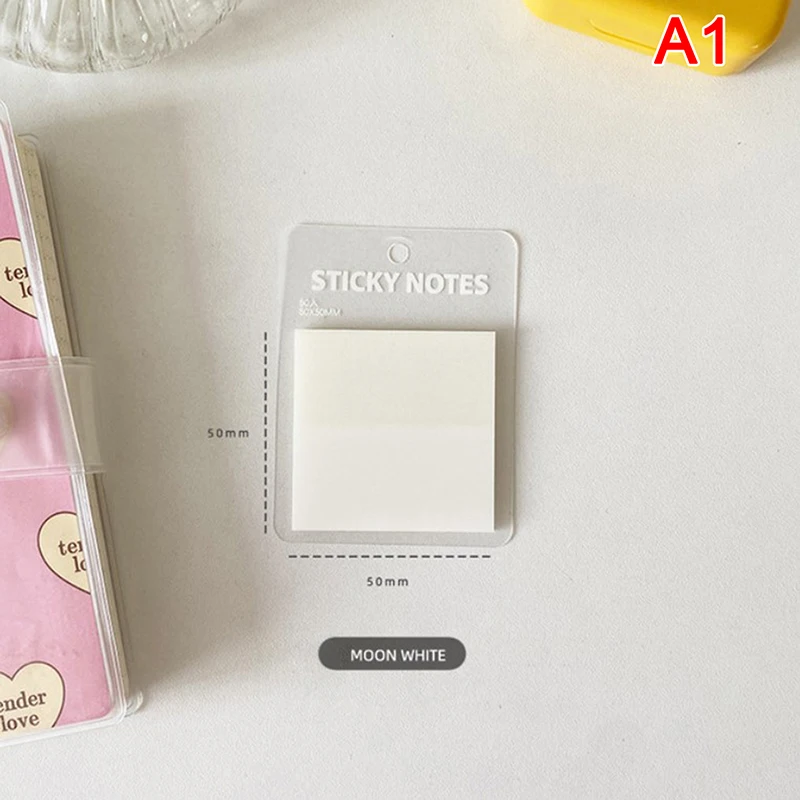 

50 PCS PET Self-adhesive Transparent Waterproof Pastel Color Memo Pads for Study