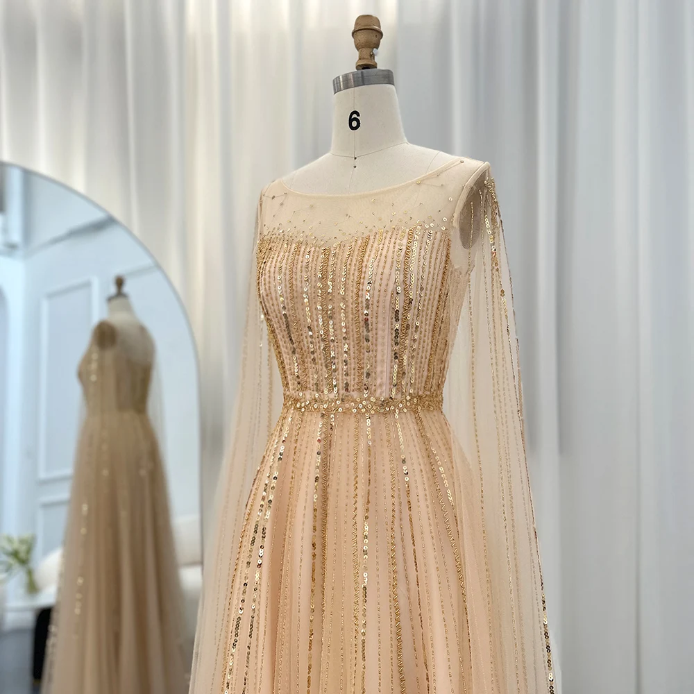 Jancember Elegant Sleeveless Folds Evening Dresses Crystal Formal Prom Costume With Cape Sweet Party Gown For Lady SCZ067