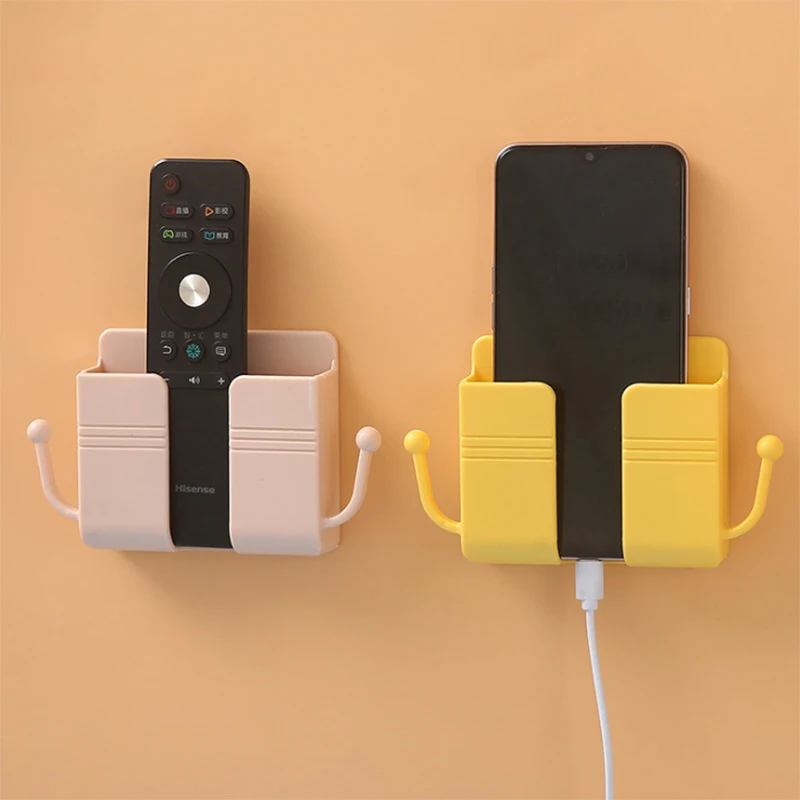 

1PCS Wall Mounted Organizer Box Punch Free TV Remote Control Storage Mounted Phone Plug Wall Holder Charging Multifunction Hooks