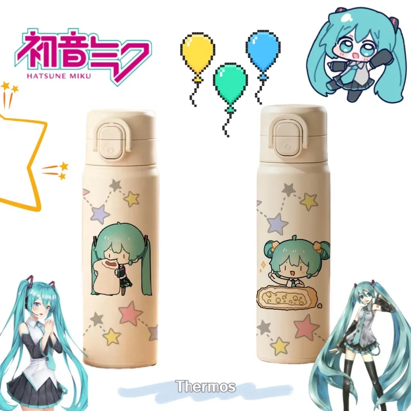 Фото Hatsune Miku, высококачественная милая креативная изолированная чашка из нержавеющей стали, студенческая персонализированная портативная бутылка для воды большой емкости №1