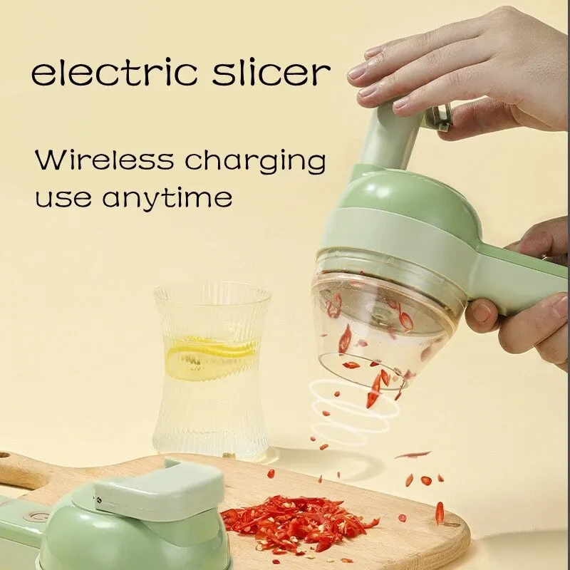 Handheld 4 In 1 Electric Vegetable Cutter USB Charging Fruit