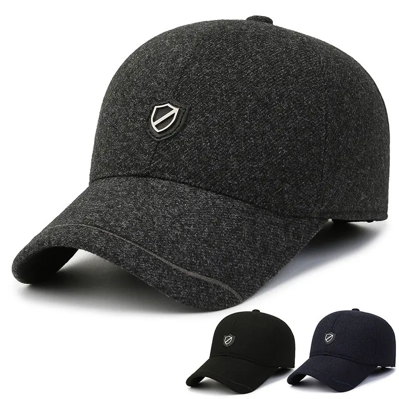 

Men Winter Fashion Warm Baseball Cap Iron Standard Plus Velvet Thick Outdoor Travel Hiking Windproof Ear Protection Sports Hat