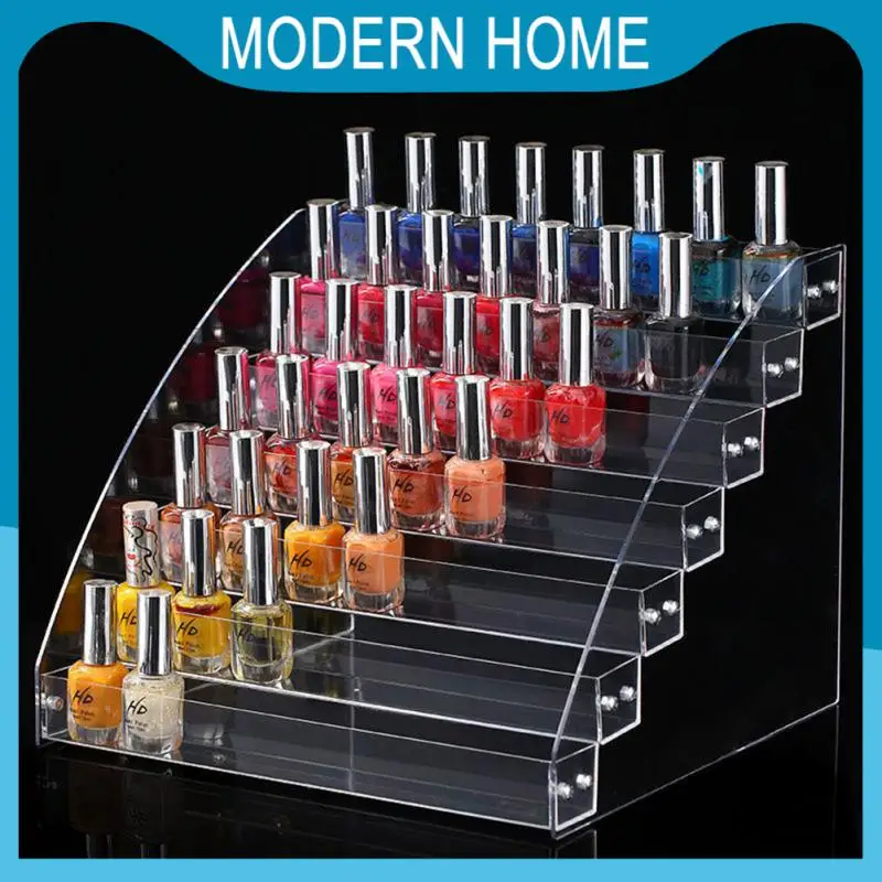 

Transparent Layered Ladder Design Cosmetics Storage Boxes Non-toxic Nail Polish Storage Rack Environmentally Friendly Durable