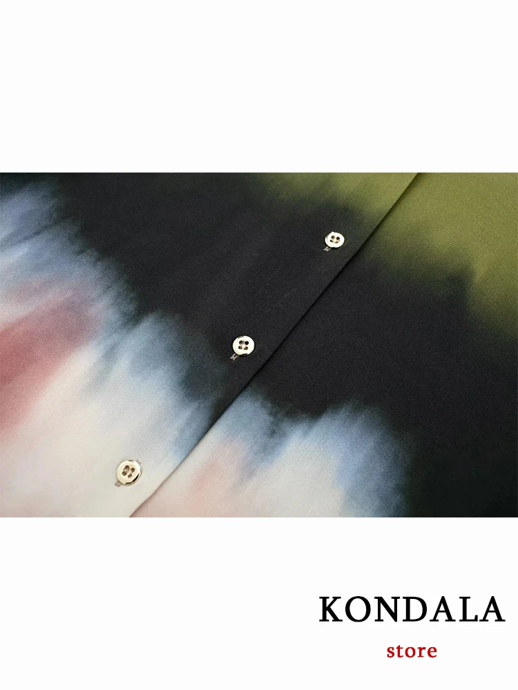 Женский винтажный костюм оверсайз KONDALA Повседневная рубашка с длинным рукавом и