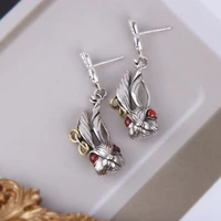 fashion silver color cute carrot rabbit drop dangle earrings for women gothic punk crystal rabbit earrings party jewelry gifts