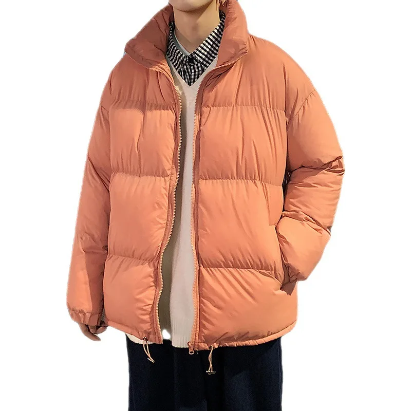 Solid Color Stand Collar Cotton Coat For Men's Casual Coat Winter Cotton Padded Coat Outdoor Warm Cotton Jacket