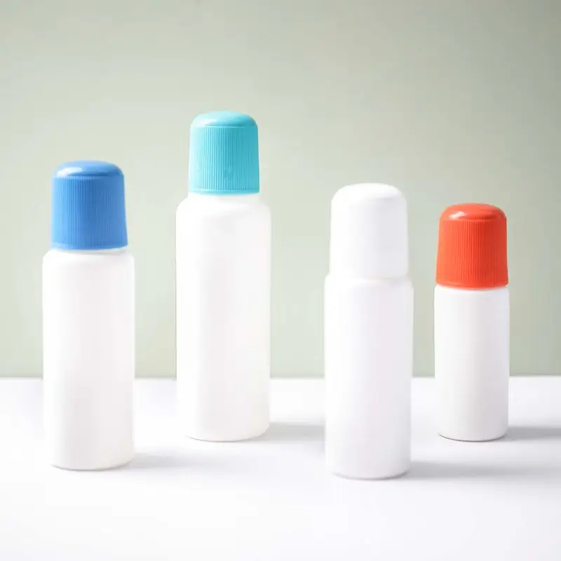 

1pc Soreness Liquid Bottle With Sponge Applicator 30/50/65/100ml White Medicine Liquid Bottle With Blue Sponge Head