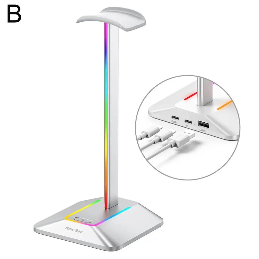 Держатель для наушников RGB USB 2 0 Type-C2.0 стойка с креплением на голову нескользящая