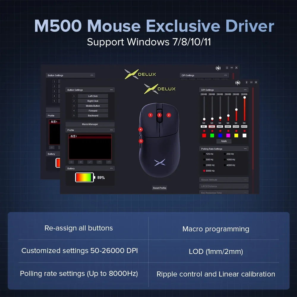 Беспроводная игровая мышь Delux M500PRO