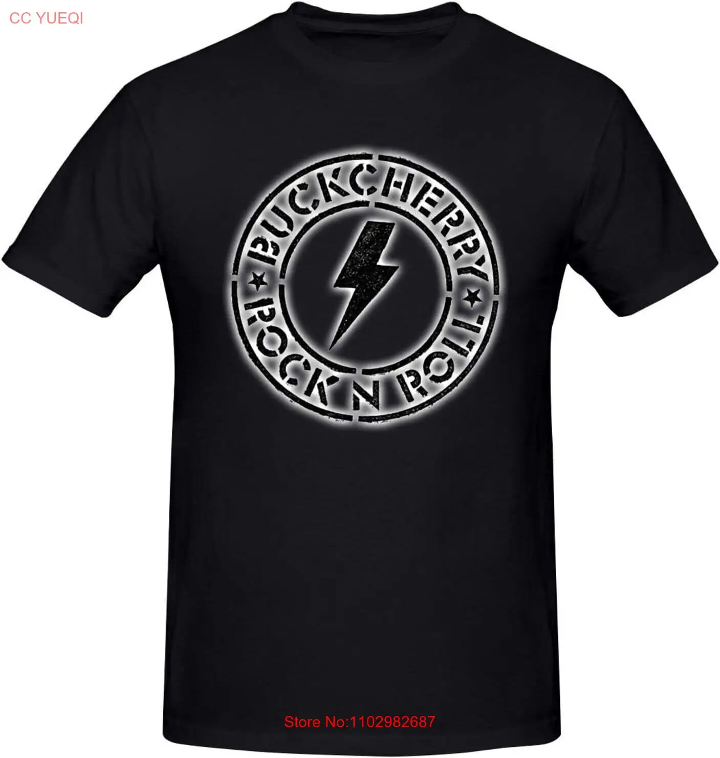 Мужские футболки Buckcheerry черные с коротким рукавом и глубоким круглым вырезом для