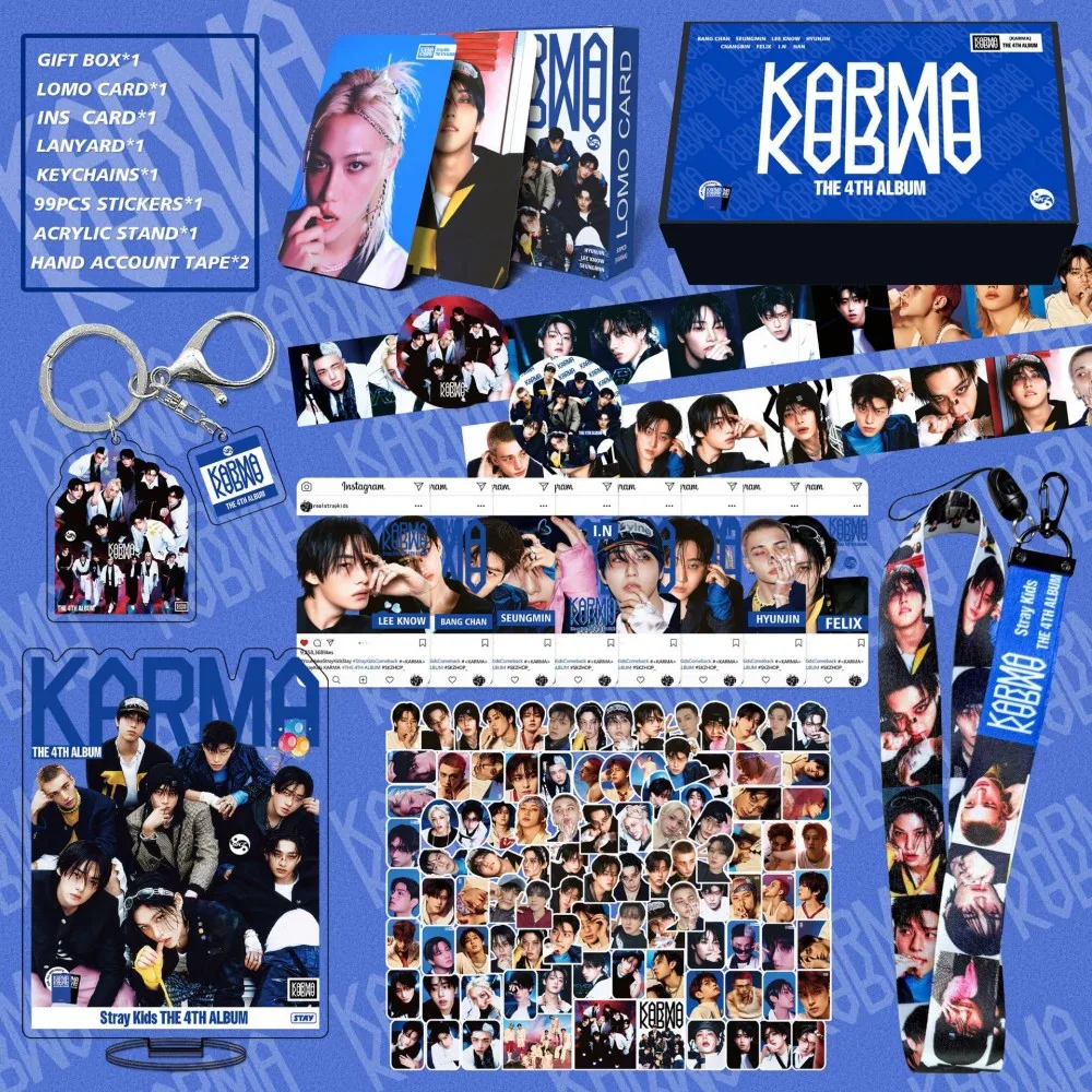 Фото 2026 Новый StrayKids DOIT SKZOO KPOP Bang Chan YongBok Hyun Jin KARMA Альбомная карта Наклейка Набор веревок Подарочная коробка Подарочная коробка для пары №2