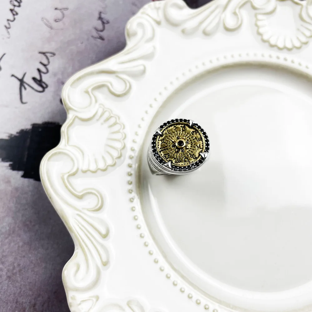 Мужское и женское кольцо с созвездиями серебристое золотистое ювелирное изделие