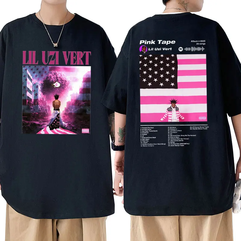

Футболка мужская в стиле хип-хоп, модная рубашка оверсайз с коротким рукавом, с принтом альбома музыки, розовый принт, Lil Uzi Vert, 2023