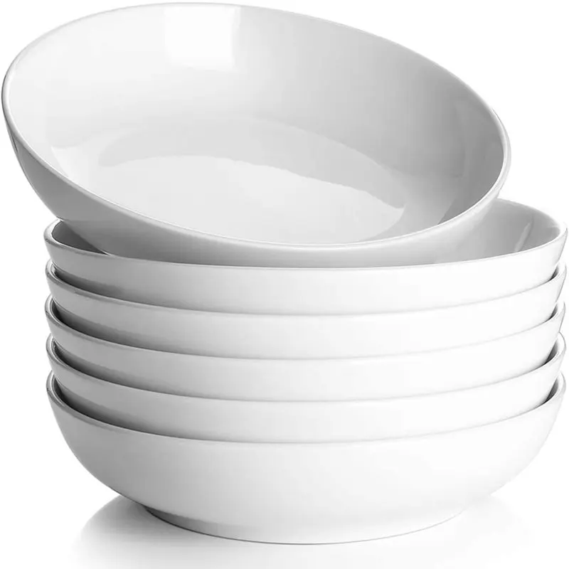 

8.5 inch Pasta Bowls Set of 6, 30oz Thanksgiving Large Salad Serving Bowls, White Dinnerware