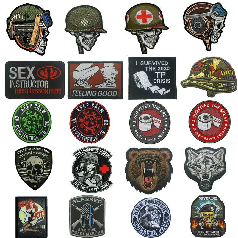 

Embroidered HOOK & LOOP Badges Patches for Backpacks Caps Hats Vests Clothes Accessories Decorative Patch Insignia