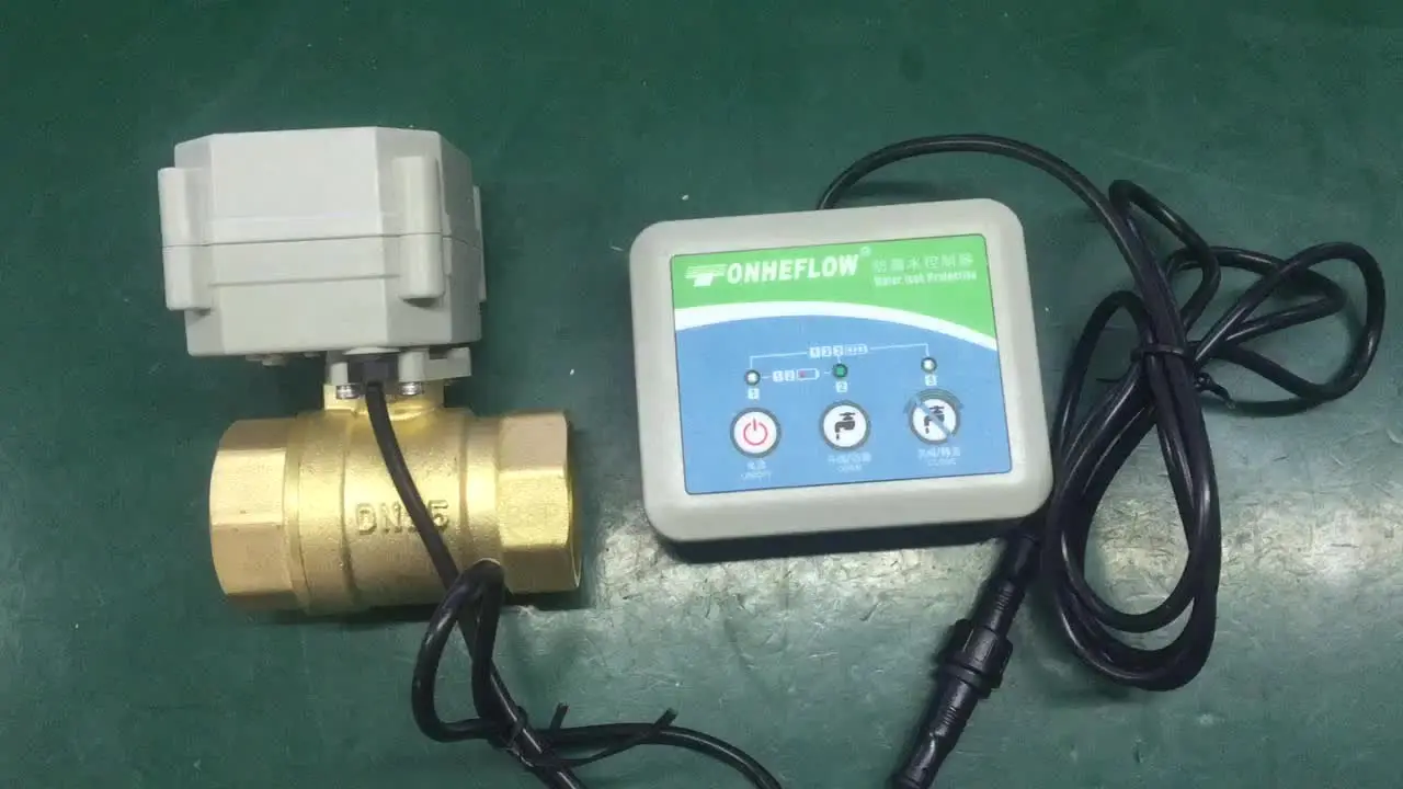 

TONHEFLOW battery electric valve BSP/NPT 1-1/4'' wireless water leakage alarm system electric brass valve
