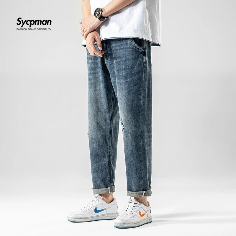 

Electrolytic Jeans Men Harlan Loose Plus Size Fat Small Straight Elastic Embroidery Waist Hole Elasticity