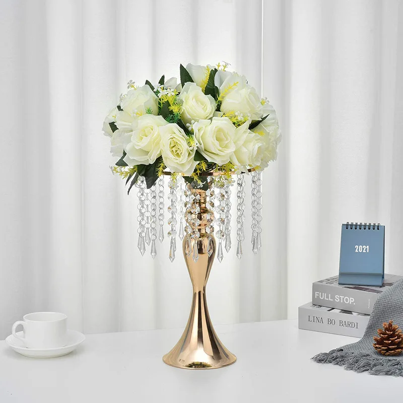 

Металлические вазы, Хрустальная настольная ваза, Свадебный центральный элемент, дорожный свинцовый цветочный стеллаж для украшения дома, о...