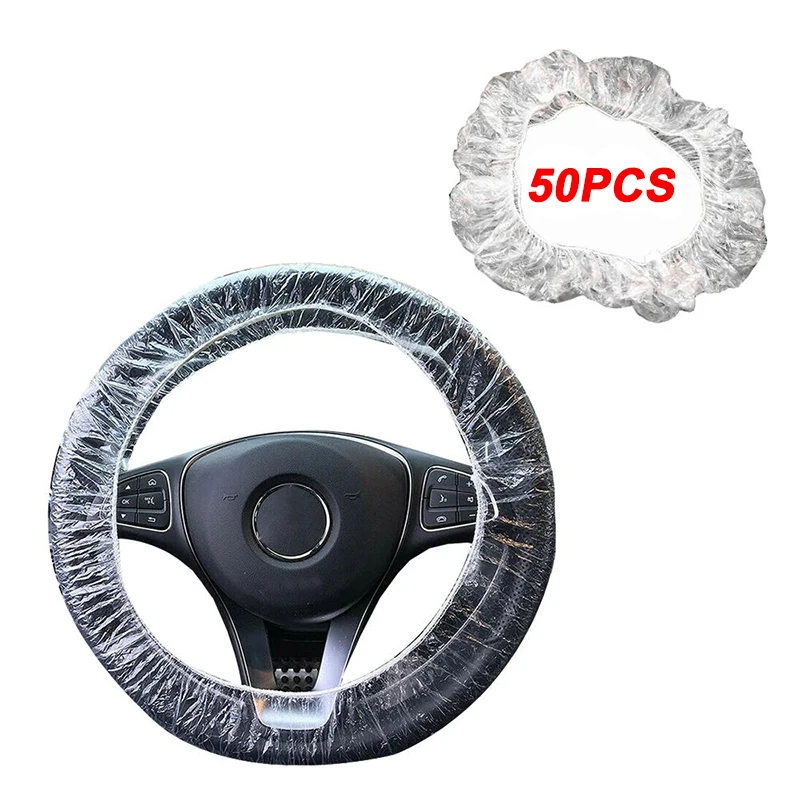 

50 шт. универсальный автомобильный чехол для шестерни, одноразовый прозрачный чехол на руль, эластичный водонепроницаемый пластиковый защитный изоляционный чехол