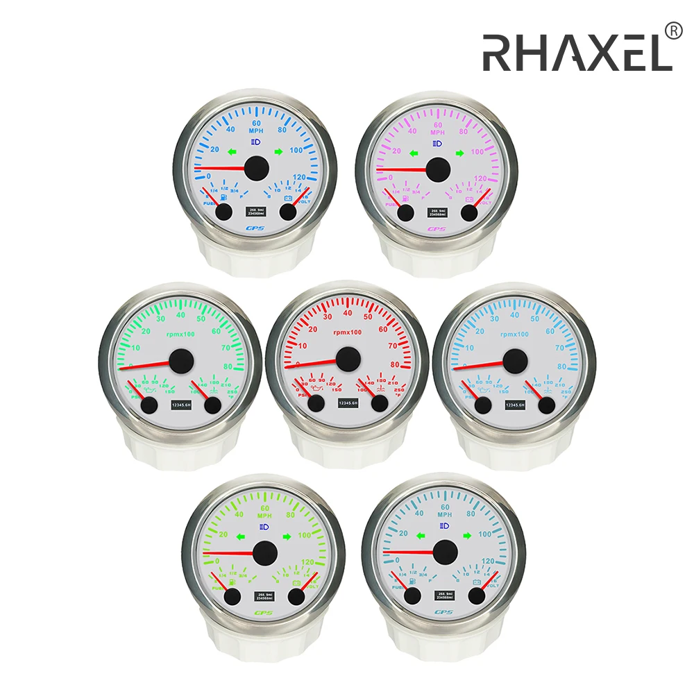 Комплект манометра RHAXEL 85 мм 3 в 1 Многофункциональный GPS Спидометр 8000 миль/ч
