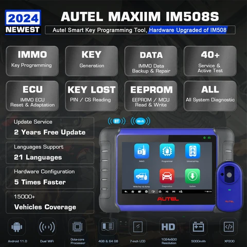 Инструмент программирования ключей Autel MaxiIM IM508S, автомобильный диагностический сканер IMMO для клонирования ключа, обновления ключа, обновления IM508