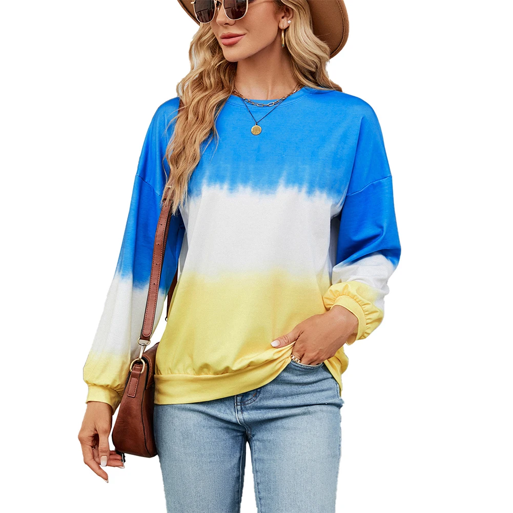 

Fashion Tie Dye Striped O Neck Long Sleeve Pullovers Hoodies O Neck Sweatshirts Tops Autumn Winter Kawaii Pulls Streetwear