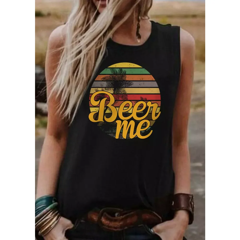 

Женская майка rheacмножество с принтом Beer Me и круглым вырезом