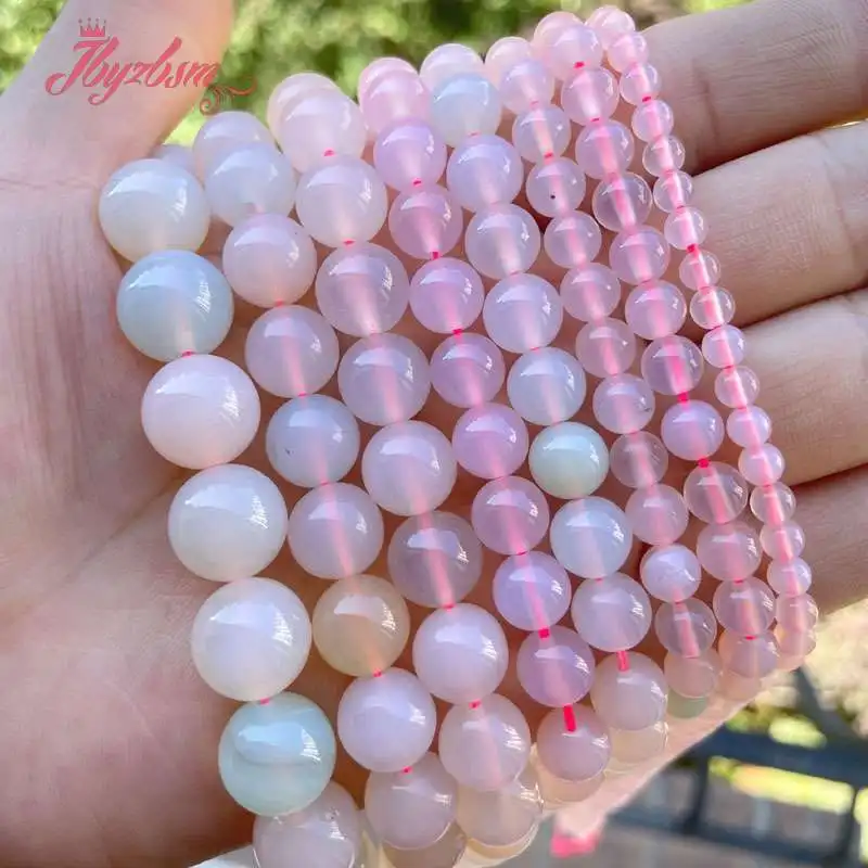 

6.8.10mm Round Smooth Pink Beryl Agates Stone Loose Beads for DIY DIY Charm Bracelet Necklace Pendant Ring Jewelry Making 15"