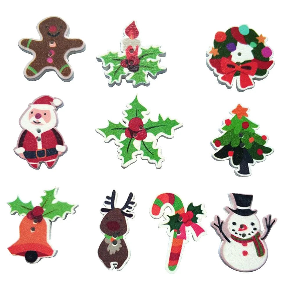 

50pcs Christmas Colored Buttons DIY Craft Buttons for Scrapbooking Decoration