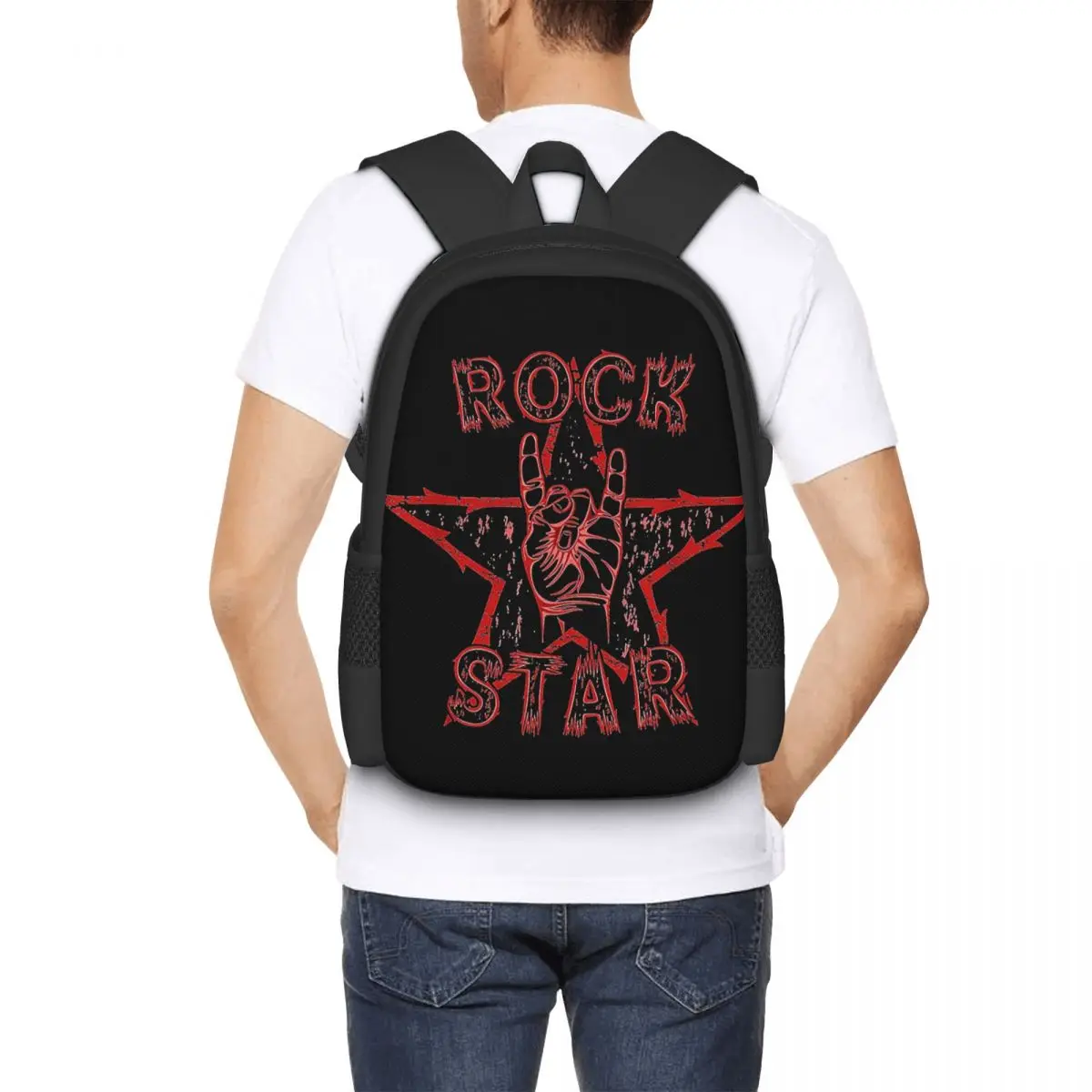 Rock On Hand Sign Backpack for Girls Boys Travel RucksackBackpacks for Teenage School Bag