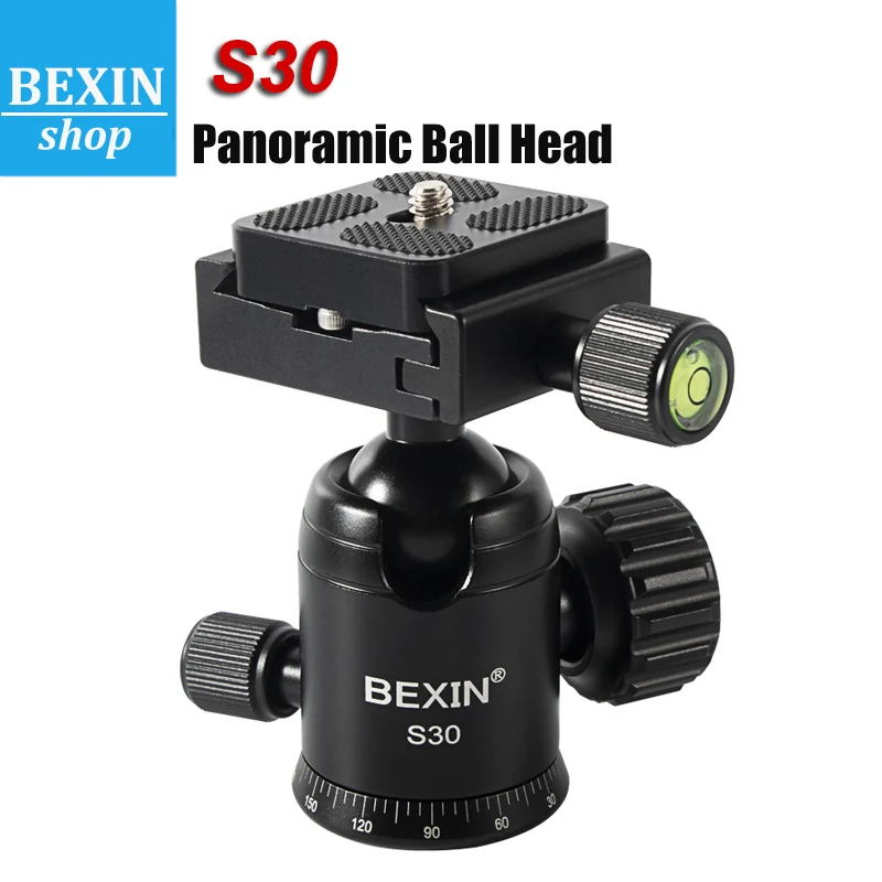 

BEXIN S30 Tripod Ball Head Low Profile Tripod Head Panoramic Lower Gravity Center Design Smooth Operation Max Load 5kg
