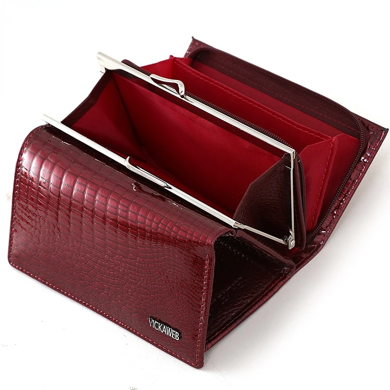 Free Gift Women Genuine Leather Short Wallet Female Luxury Luxury Purses Ladies Alligator Hasp & Small Coin Bag Wallets