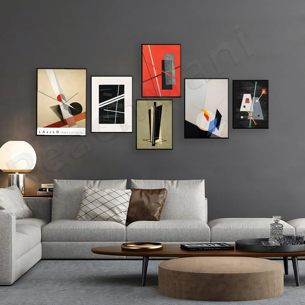 

László Moholy-Nagy, geometry, minimalist composition, Russian constructivism, poster for architect office decoration