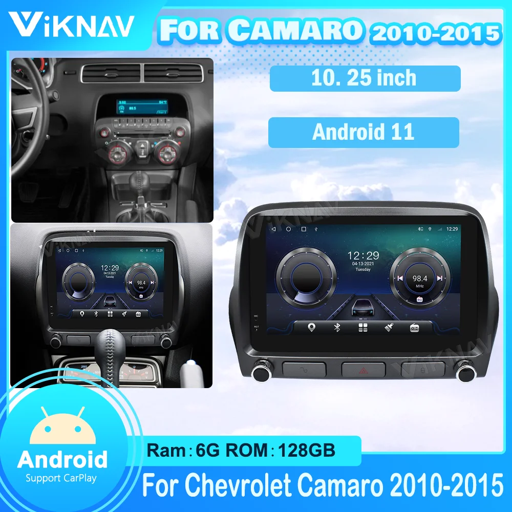 

128 ГБ 2 Android 11 автомобильный радиоприемник GPS-навигация для Chevrolet Camaro 2010 2011 2012 2013 2014 2015 автомобильный DVD-плеер Стерео Авторадио