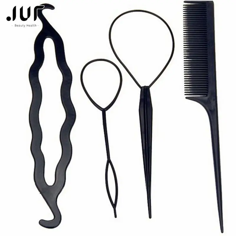 

4pcs/set Magic Hair Braiding Twist Curler Styling Set Hairpin Holding Hair Braiders Pull Hair Needle Ponytail DIY Tool