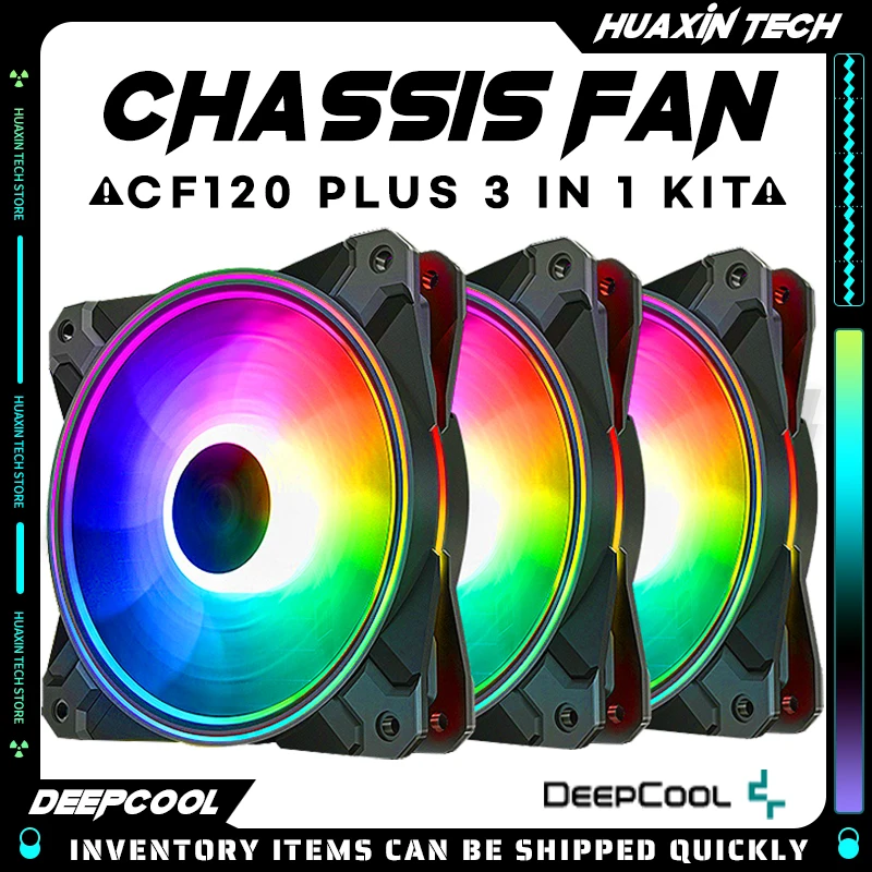 

DEEPCOOL CF120 Plus 3 in 1 KIT 120mm 5V 3PIN ARGB Addressable PWM Silent Case Fan RGB Computer Case Cooling Fan With Controller