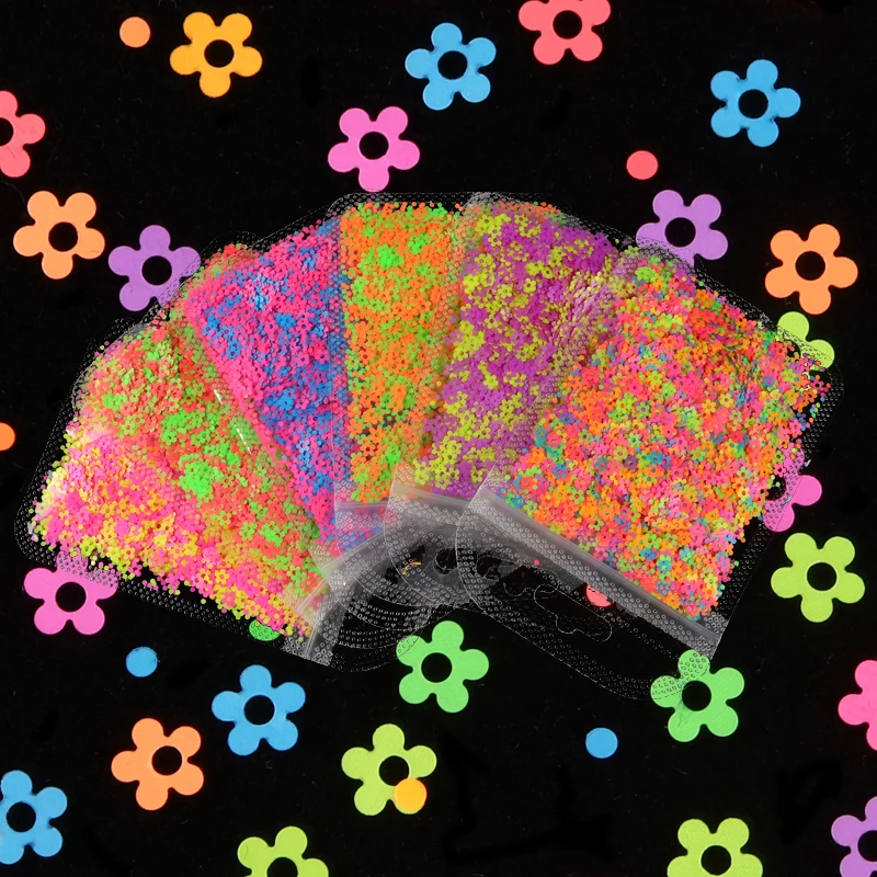 

Fluorescence Plum Flower Sequins Glitter For Resin Mold Filling Jewely Making Resin Art Decorations Resin Shaker Filler Pigment
