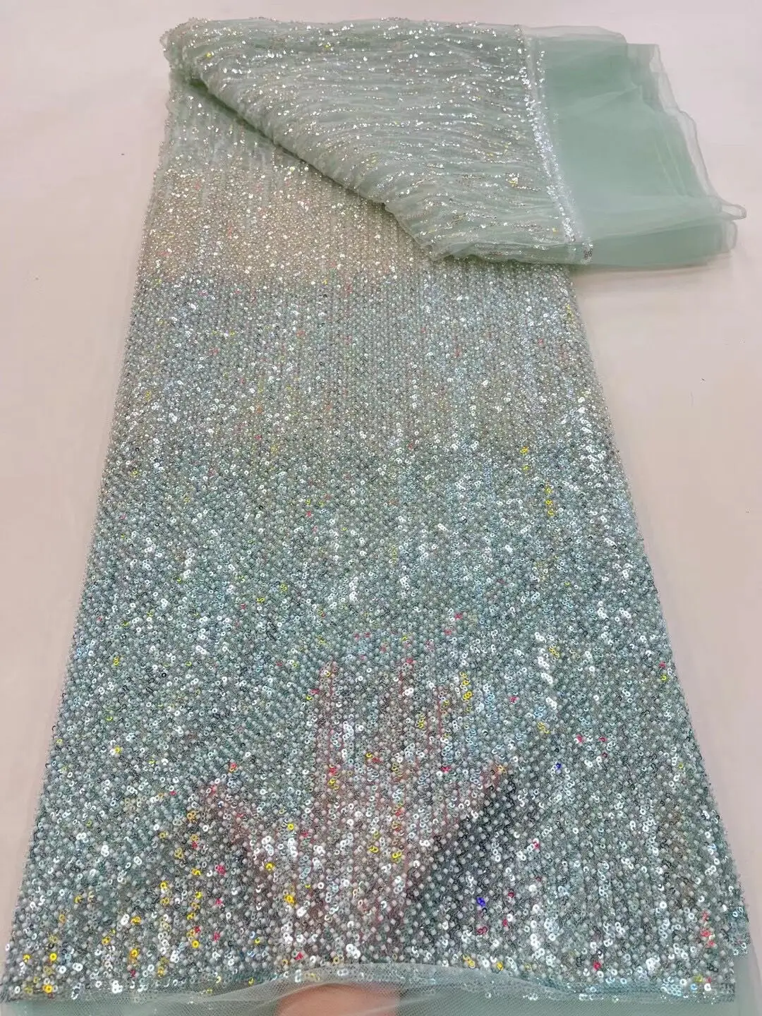 

Африканские блестки, кружевная ткань L-1302581, высококачественный нигерийский французский Тюль ручной работы с бисером для свадьбы