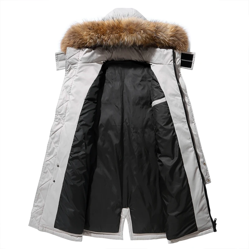 2022 Winter Male Casual Long Parka Overcoat Outdoor Multi Pocket Warm Thick Men White Duck Down Jacket Hooded Puffer Coats
