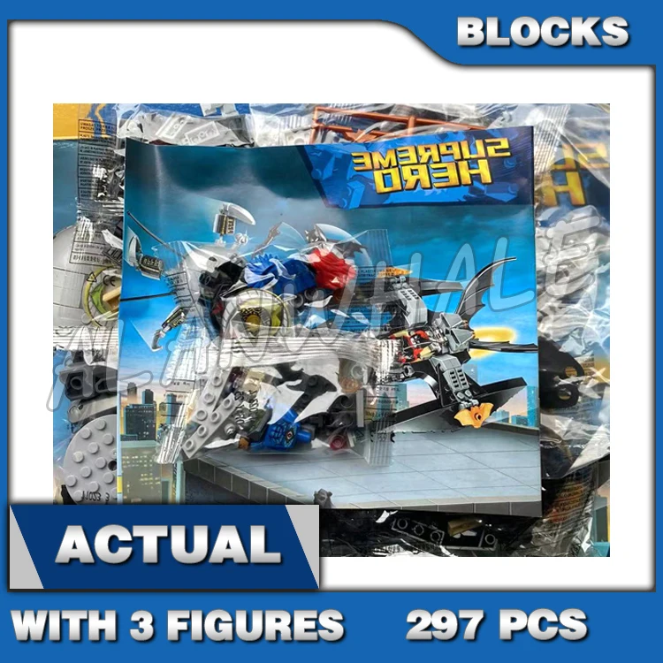 297 шт. набор регулируемых блоков для сборки модели Super Fighter Batjet Brother Eye Takedown Cyborg OMAC