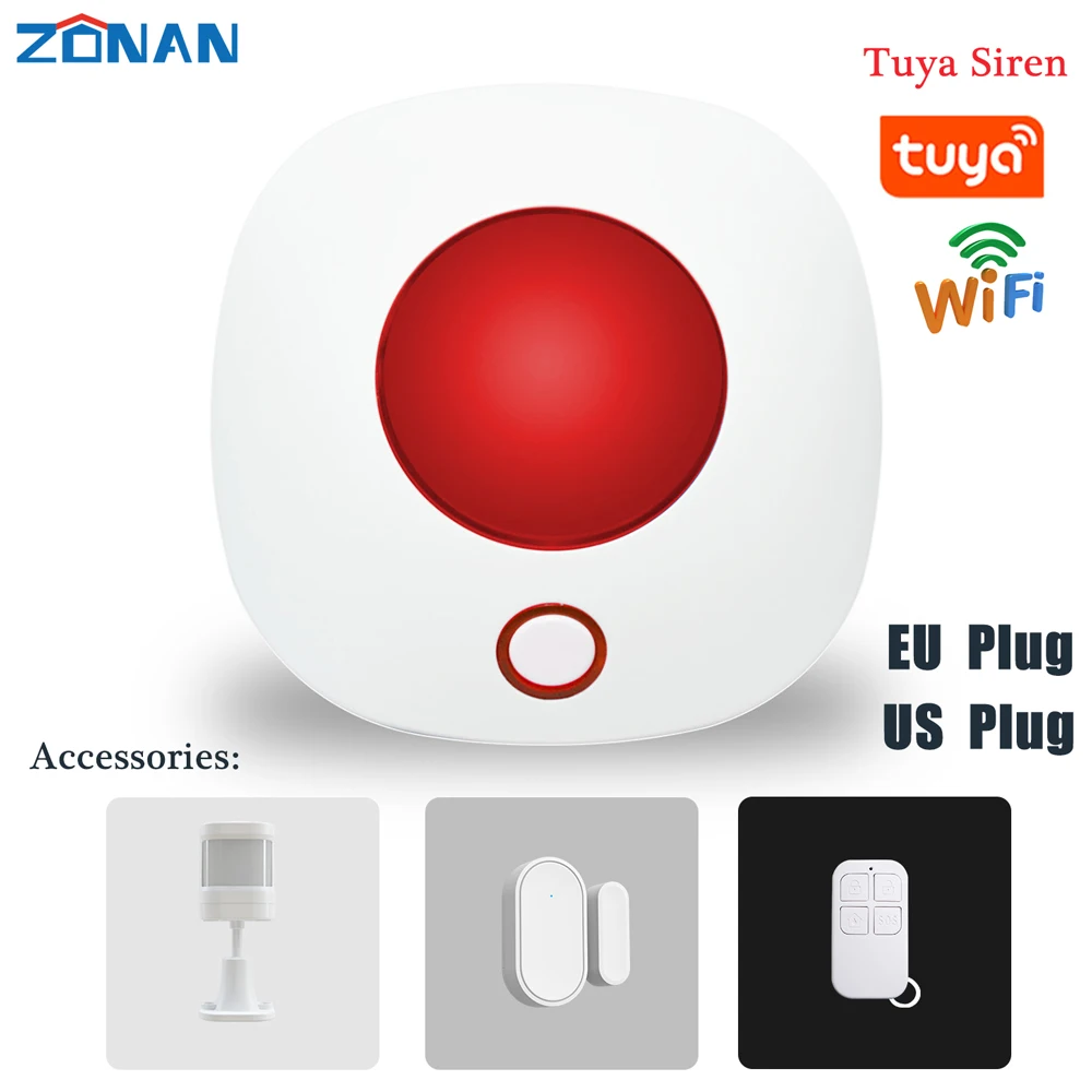 

SMARTROL Tuya Wifi Light Siren Alarm 100dB Loudspeaker Indoor Wireless 433MHz Strobe Siren Security for 4G Gsm Alarm System