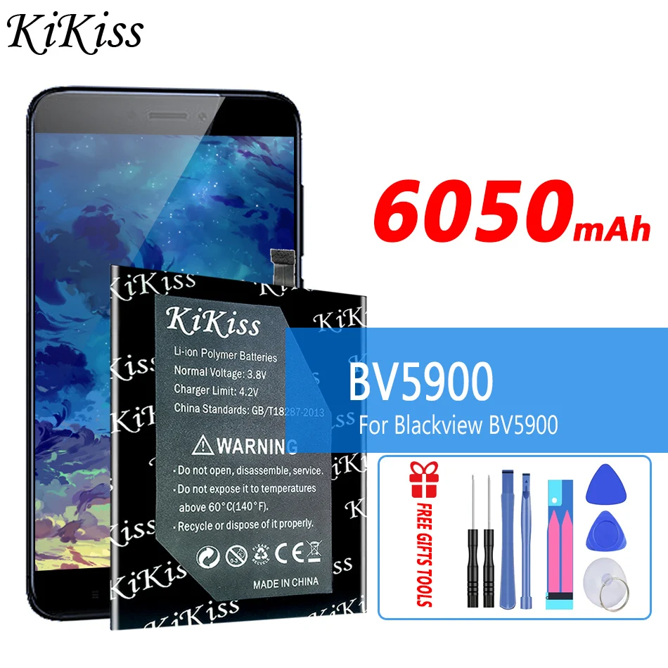 

KiKiss For Blackview BV5900 Battery High Quality High Capacity 6050mAh Battery for Blackview BV5900 Smart Phone+free tools
