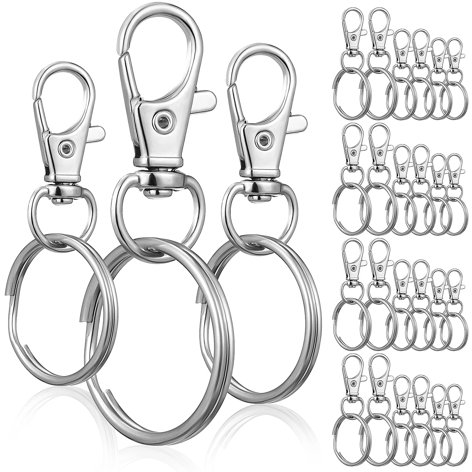 

30 Pcs Keys Attachments Rings Metal Keychain Large Spring Hooks Swivel Lobster Clasps Lanyard Lobster Hook Key Chains Crafts