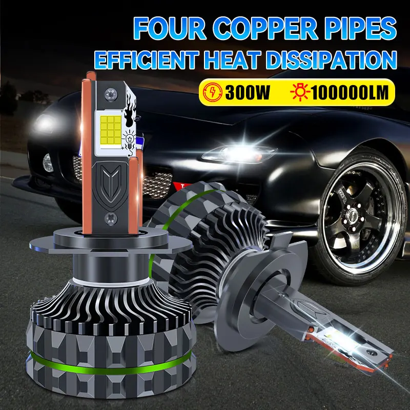 Carsnake H1 H4 H7 H8 H9 H11 9005 9006 HB3 9012 HB4 6000 K Цветовая температура 300 Вт Мощность Светодиодные