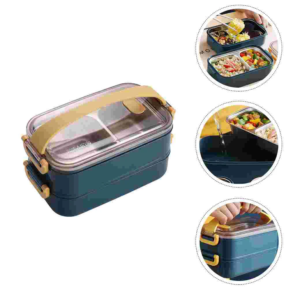 

Stainless Steel Insulation Rice Portable Lunch Case Food Container Divided Grid Containers Kids