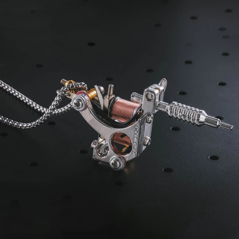 

70CM Fashion Mini Tattoo Machine Pendant Necklace Rope Chain for Night Party